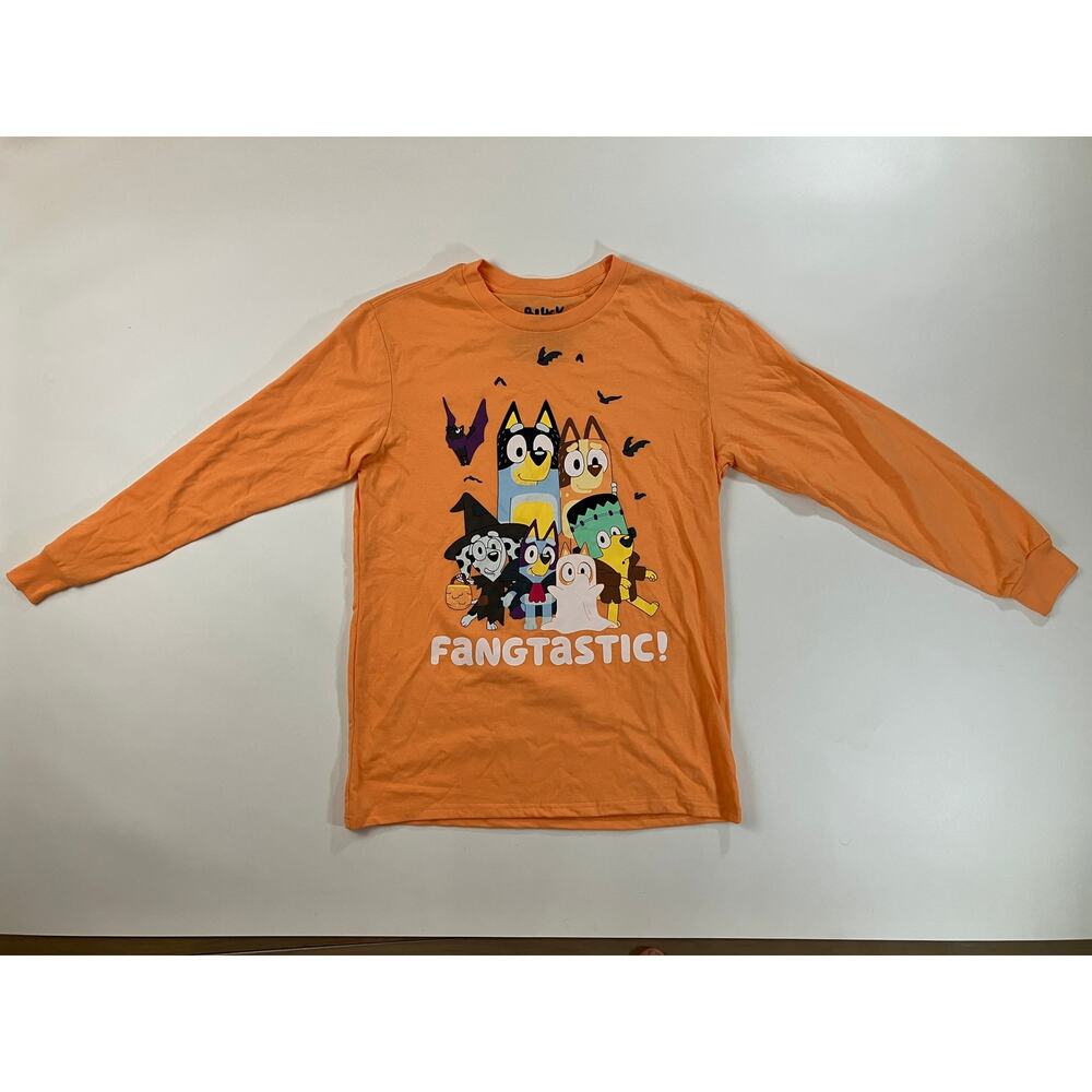 Bluey Fangtastic Halloween Shirt Mad Engine Adult Small Orange Long Sleeve Tee